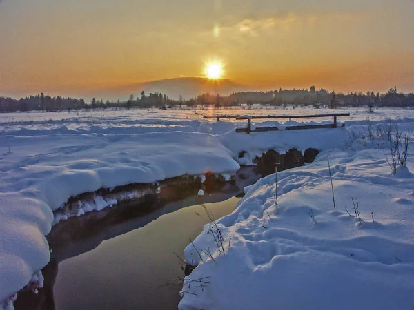Последние солнечные лучи зимнего дня — стоковое фото