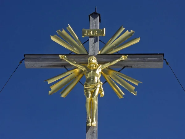 Vrcholový kříž na hory Wank — Stock fotografie