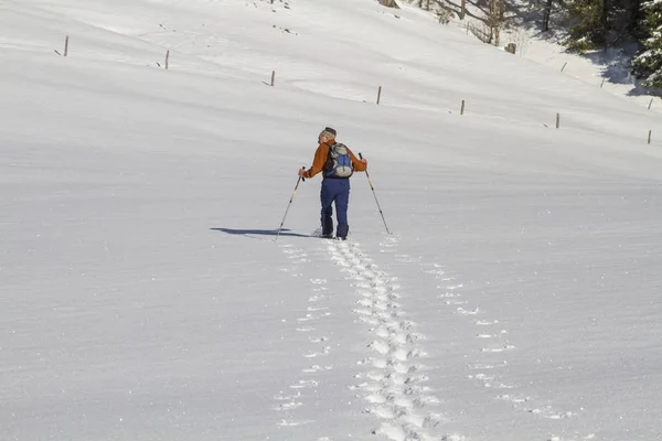 Piste solitaire dans la neige profonde — Photo