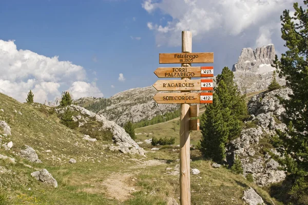 Sinais de caminhada em Tirol do Sul — Fotografia de Stock