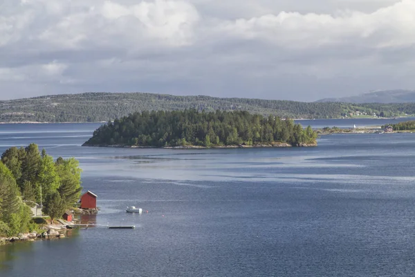 Bridge Connects Aure Island World Tustna Gives Wonderful View Fjord — Stock Photo, Image