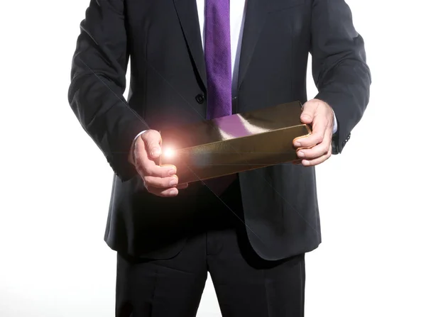 Business man showing earnings — стоковое фото