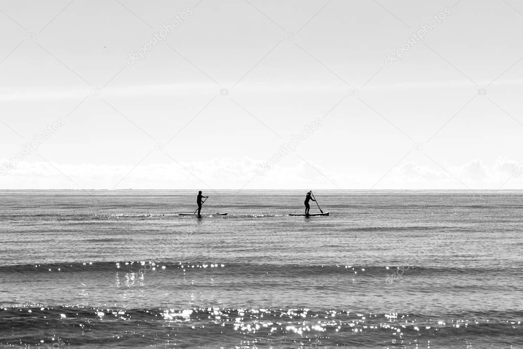 paddle boarding silhouettes