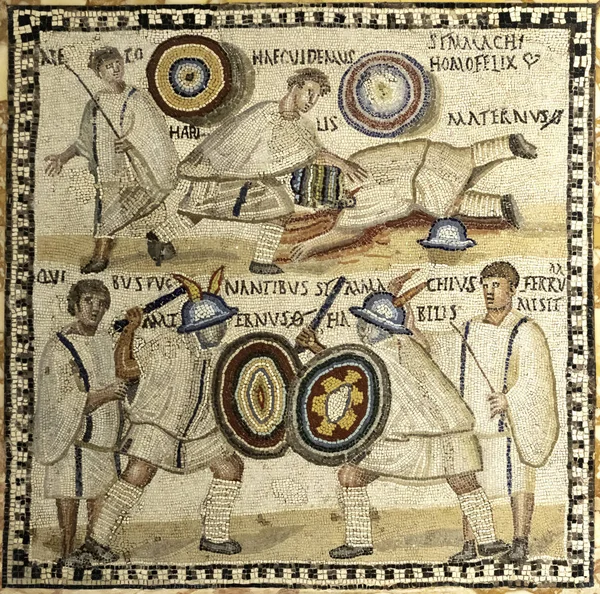 Római mozaik gladiátorokkal — Stock Fotó