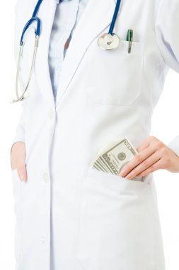 Asyalı kadın doktor gelir için para rüşvet almak