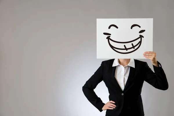 Signora capo con grande ridere faccia illustrazione — Foto Stock