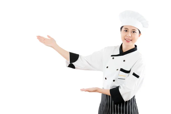 Cozinheiro ou chef mostrando e apresentando — Fotografia de Stock