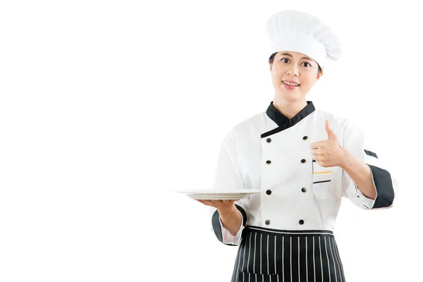 Chef-kok duimschroef opwaarts gebaar maken — Stockfoto