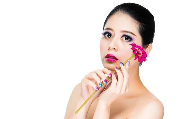 Kolorowy makijaż azjatyckich kobiet czarne włosy — Zdjęcie stockowe