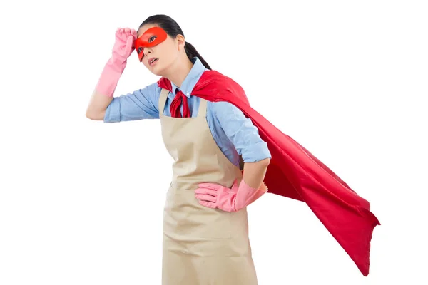 Домохозяйка супергерой чувствую усталость — стоковое фото