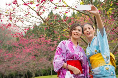 Turist arkadaşlar smartphone ile fotoğraf çekme. 