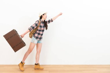 kadın backpacker Vintage çanta holding