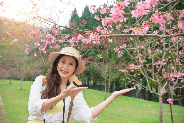 güzel kadın Gezgin gösteren jest yapma