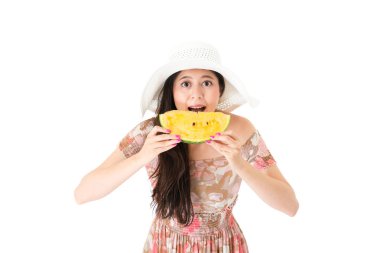 karpuz yeme zarif çekici kadın