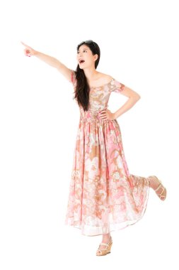 mutlu kız öğrenci boş alan işaret