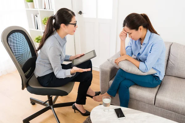 High angle view of pretty elegant psychologist — Stock Photo, Image