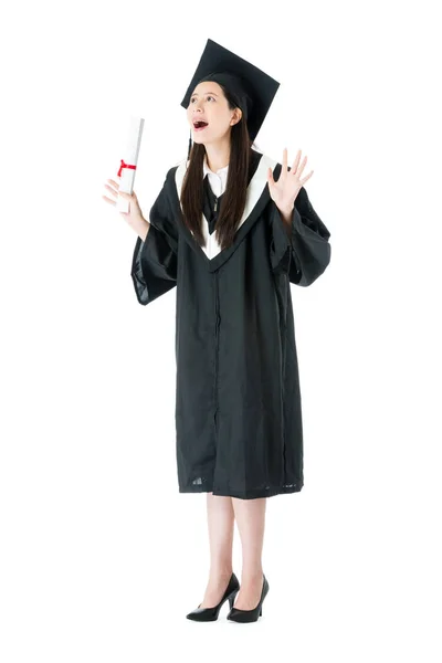 College student žena nosí promoce oblečení — Stock fotografie