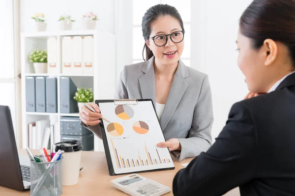 Gerente introduzindo análise de marketing da empresa — Fotografia de Stock