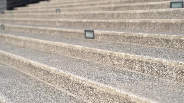 Two Female Jogger Running Together City Stair Background One Tries — Stock Video