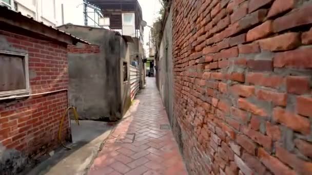 Scène Ancienne Ruelle Étroite Les Murs Sont Construits Dans Les — Video