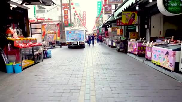 Changhua Taiwan Marzo 2018 Escena Antigua Calle Lukang Donde Tiene — Vídeo de stock