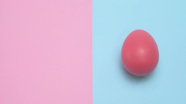 Close Shot Red Easter Eggs Stays Static Punchy Pastel Background — Stock Video