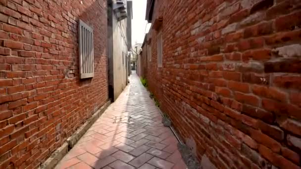 Scène Van Oude Straten Muren Zijn Gebouwd Oude Bakstenen Straat — Stockvideo