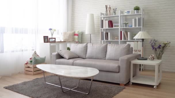 Scene Modern Living Room Soft Comfortable Sunlight Come Room Big — Stock Video