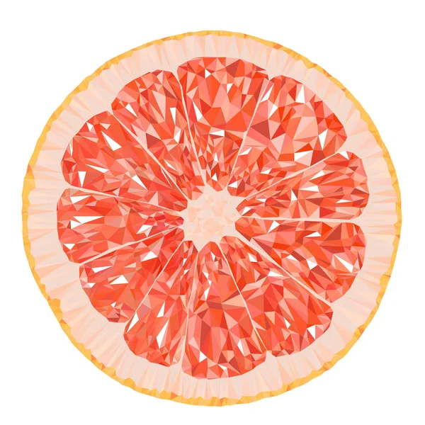 Polygonale Vektorillustration einer Grapefruitscheibe — Stockvektor