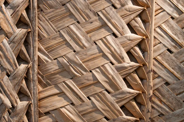 Primitive thatch of palm leaves in hot countries — Stock Photo, Image