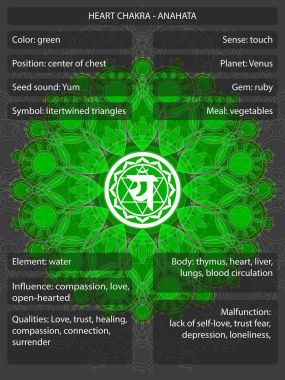 Çakralar sembollerin anlamları Infographic ile