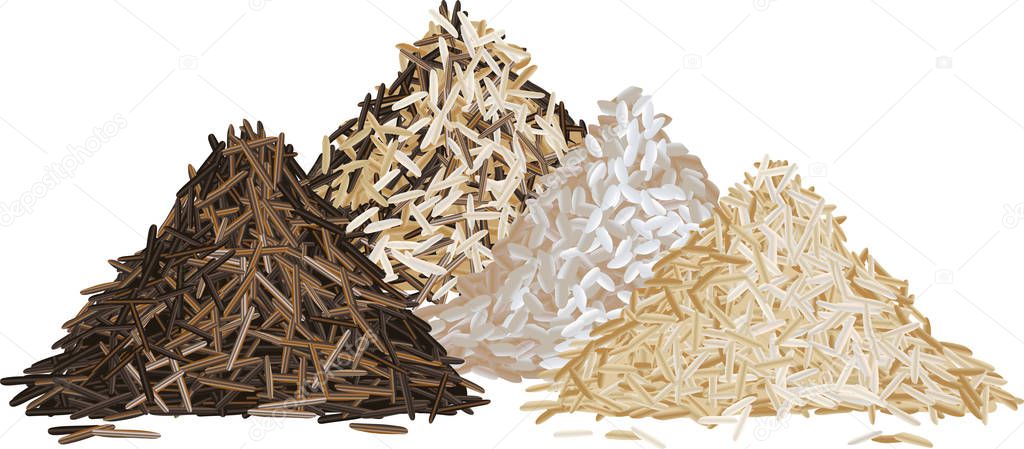 Rice pile set vector illustration