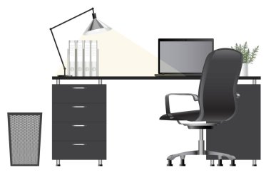 Boş modern ofis iç. Vektör görüntüsü. Office çalışma alanı kavramı