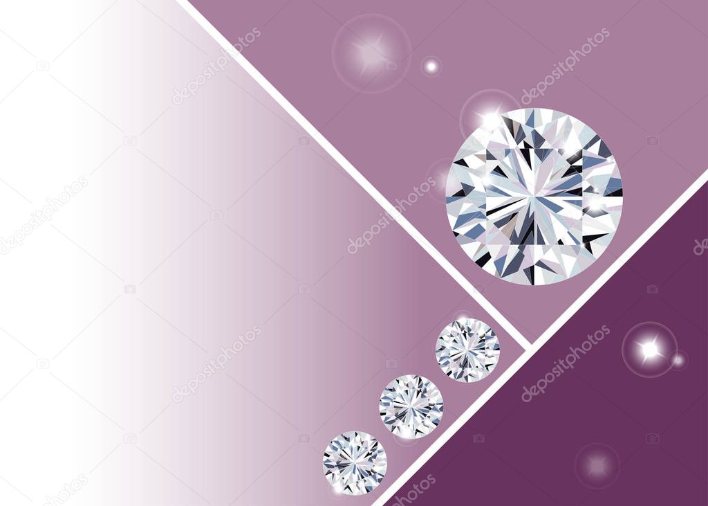 Sparkling water clear diamonds round shape on pink background