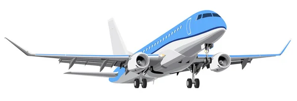 Hoge gedetailleerde passagiersvliegtuig geïsoleerd op witte achtergrond — Stockvector