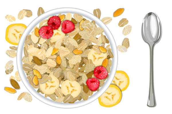 Овес с банановым фоном и векторная иллюстрация
