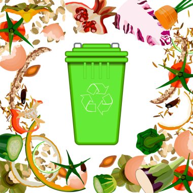 Composting pile of rotting kitchen fruits and vegetable scraps garbage waste clipart