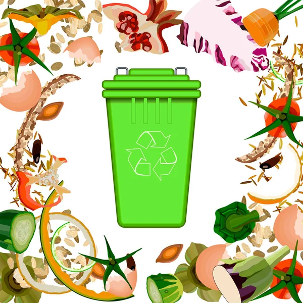 Composting pile of rotting kitchen fruits and vegetable scraps garbage waste — Stock Illustration Composting pile of rotting kitchen fruits and vegetable scraps garbage waste Vector Graphics