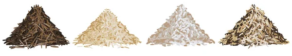 Tipos de arroz pila conjunto vector ilustración panorámica — Vector de stock