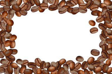 Kenarında kahve çekirdekleri olan kahve çerçevesi ve ortada da fotokopi alanı