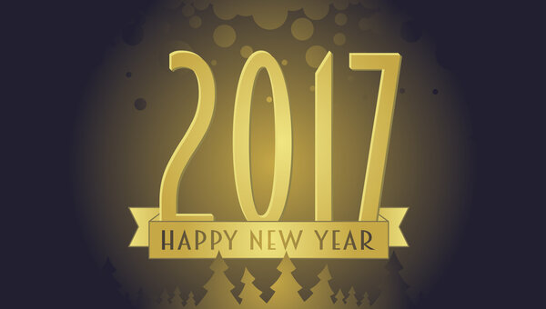 Vector 2017 Happy New Year background with golden elements