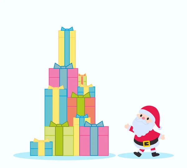 Papá Noel sentado en cajas de regalo. Feliz Navidad y feliz año nuevo elemento de diseño. Ilustración vectorial . — Archivo Imágenes Vectoriales