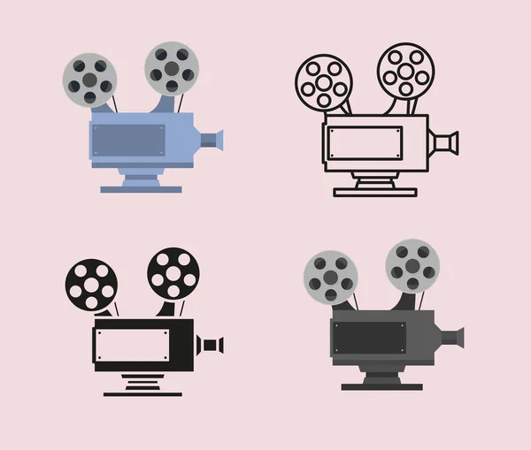 Movie icon set with cinema camera projector — Stock Vector