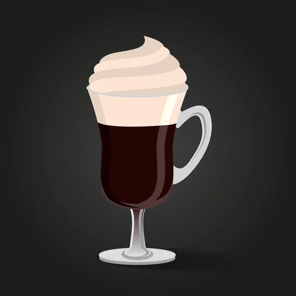 Irish coffee vector illustration on dark background — Stock Vector