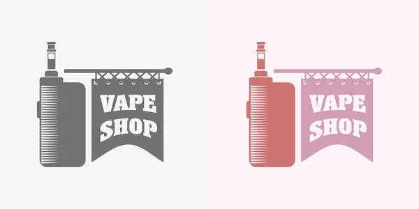 Vape loja logotipo, símbolo ou modelo de vetor de etiqueta. Cor e monocromático —  Vetores de Stock