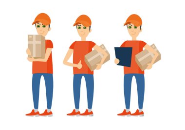 İnsanlar teslim kurye kişi seti