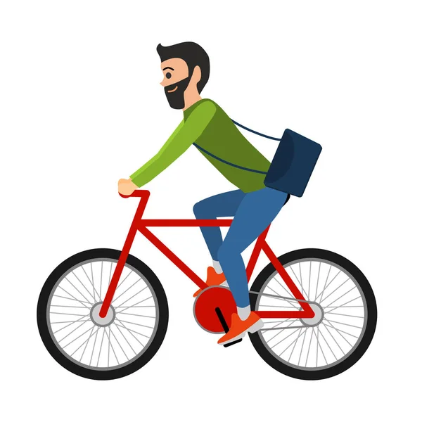 人骑自行车的人骑着一辆自行车。孤立在白色背景上的矢量图 — 图库矢量图片