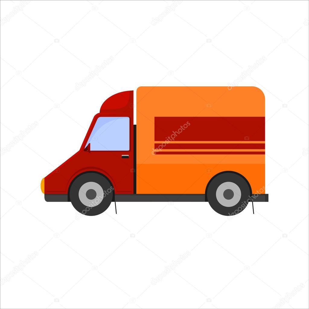 Icon of yellow delivery mini truck Isolated on white background.