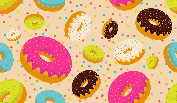Seamless pattern with tasty donuts — Stock Vector