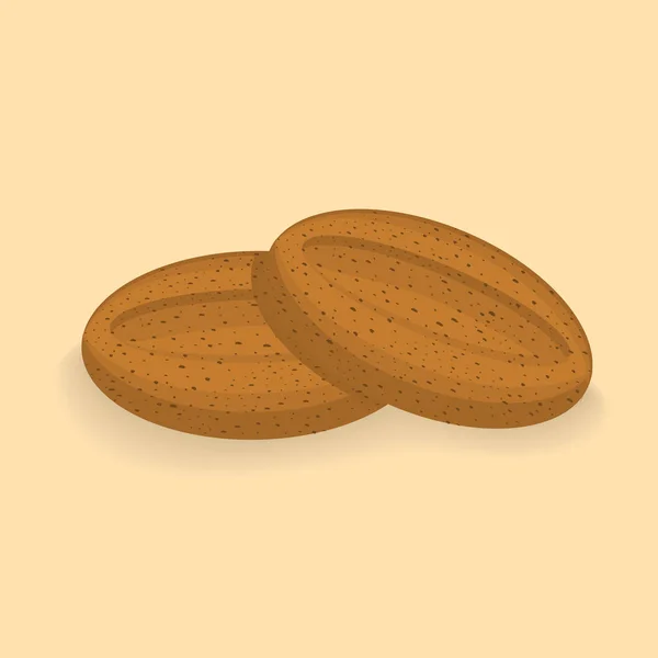 Ilustración de sabroso pan de centeno marrón — Vector de stock